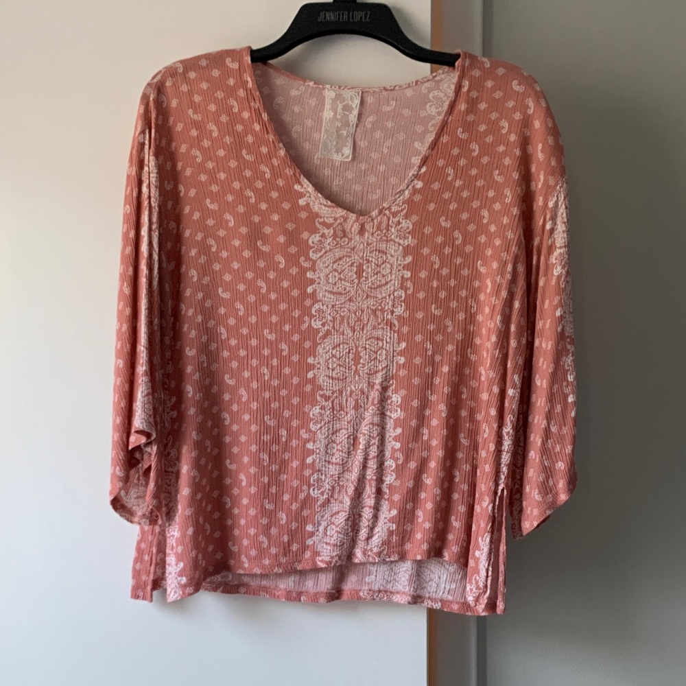 Jennifer Lopez Pink Relaxed 3/4 Sleeve Tunic